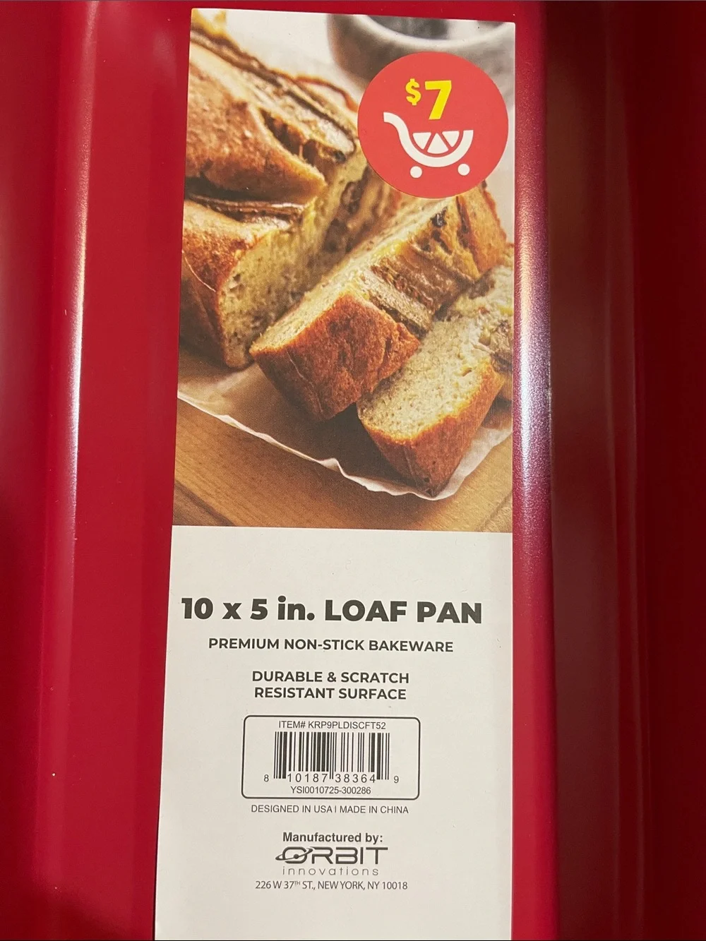 Red 10 x 5 in. Non-Stick Loaf Pan